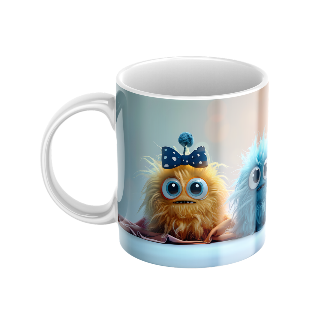 Keramiktasse "Süßes Monster" (Motiv 20) | Handbedruckt im Spessart | Bunte Tasse mit Motiv | Geschenkidee