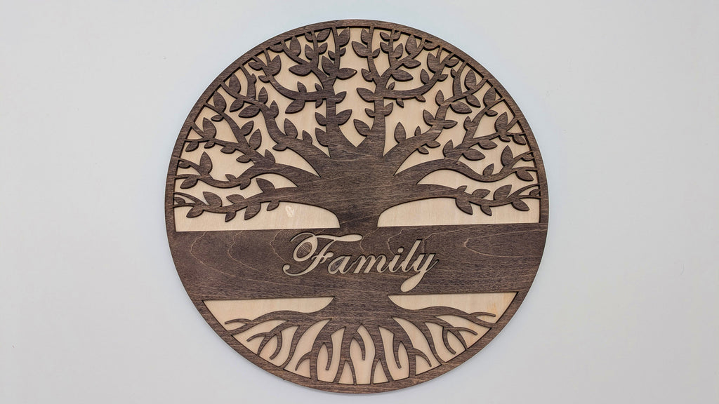 Lebenskreis – Personalisierter 3D-Stammbaum aus Balsaholz mit Gravur